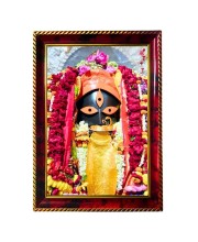 Kalighat Kali Maa Photo Frame For Wall & Table | 7x9 Inch Golden Cherry Finish | Decorative Kalighat Kali Maa Photo Frame For Home, Office & Pooja Room (F11460)