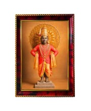 Lord Vithoba Photo Frame For Wall & Table | 7x9 Inch Golden Cherry Finish | Decorative Lord Vithoba Photo Frame For Home, Office & Pooja Room (F11675)