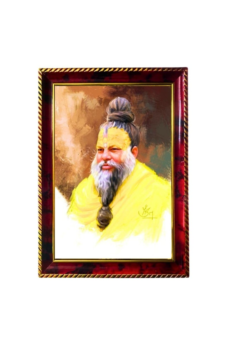 Premanand Govind Sharan Maharaj Ji Photo Frame For Wall & Table | 7x9 Inch Golden Cherry Finish | Decorative Premanand Govind Sharan Maharaj Ji Photo Frame For Home, Office & Pooja Room (F11587)