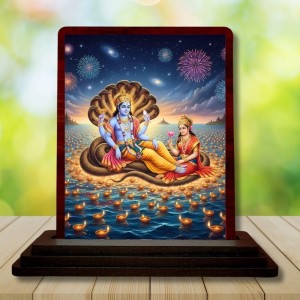Car Desk/Table Top Lord Vishnu And Lakshmi Wooden Photo Stand 3x4 Inches, Compact & Stylish Spiritual Display For Car, Home & Office (Pack Of 1) (F14303) Car Desk/Table Top Lord Vishnu And Lakshmi Wooden Photo Stand 3x4 Inches, Compact & Stylish Spiritual Display For Car, Home & Office (Pack Of 1) (F14303)