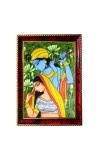 Radha Krishna Art Photo Frame For Wall & Table | 7x9 Inch Golden Cherry Finish | Decorative Radha Krishna Art Photo Frame For Home, Office & Pooja Room (F11394)