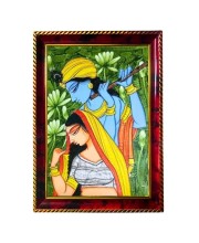 Radha Krishna Art Photo Frame For Wall & Table | 7x9 Inch Golden Cherry Finish | Decorative Radha Krishna Art Photo Frame For Home, Office & Pooja Room (F11394)