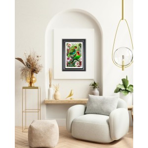 Parrot Lovebirds Photo Wall & Table Frame | 10x14 Inch Black Designer | Perfect For Gifting & Home Decor (F9570)