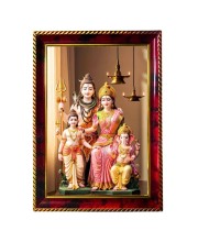 Lord Shiva Parvathi Parivar Photo Frame For Wall & Table | 7x9 Inch Golden Cherry Finish | Decorative Lord Shiva Parvathi Parivar Photo Frame For Home, Office & Pooja Room (F11608)