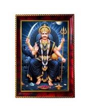 Shani Dev Photo Frame For Wall & Table | 7x9 Inch Golden Cherry Finish | Decorative Shani Dev Photo Frame For Home, Office & Pooja Room (F11703)
