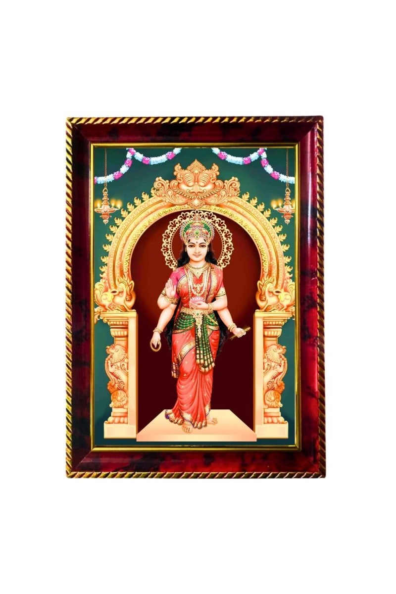 Devi Kanyakumari Photo Frame For Wall & Table | 7x9 Inch Golden Cherry Finish | Decorative Devi Kanyakumari Photo Frame For Home, Office & Pooja Room (F11571)