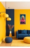 Mata Laxmi Digital Golden Color Photo Frame | Hindu Religious Wall Decor | 8x15 Inches - Inspirational Wall Art For Office, Home Decor - Ideal Spiritual Gift (F10203)