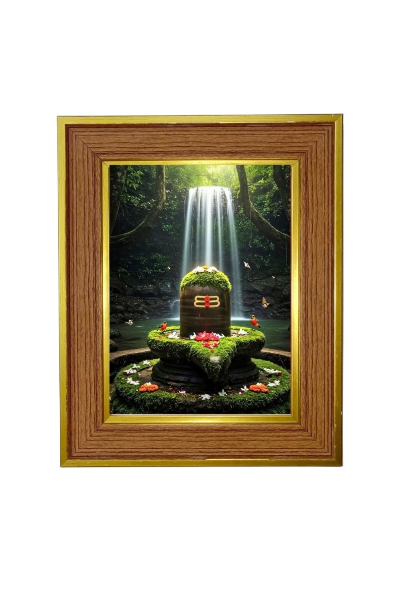 Om Namah Shivay Photo Frame 10x14 Inches-Brown Wooden Frame For Home, Office & Temple Decoration And Gifting (F6254)