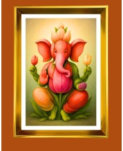 Golden Photo Frame - 10x14 Inches | Elegant Wooden Frame For Home, Office & Temple Decoration | Spiritual Wall & Table Decor and Gift Item