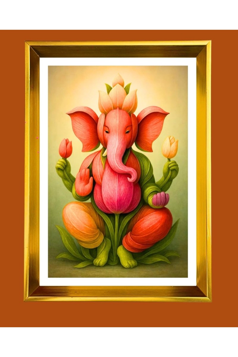 Golden Photo Frame - 10x14 Inches | Elegant Wooden Frame For Home, Office & Temple Decoration | Spiritual Wall & Table Decor and Gift Item