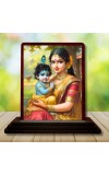 Car Desk/Table Top Yashodha With Krishna Wooden Photo Stand 3x4 Inches, Compact & Stylish Spiritual Display For Car, Home & Office (Pack Of 1) (F14633)