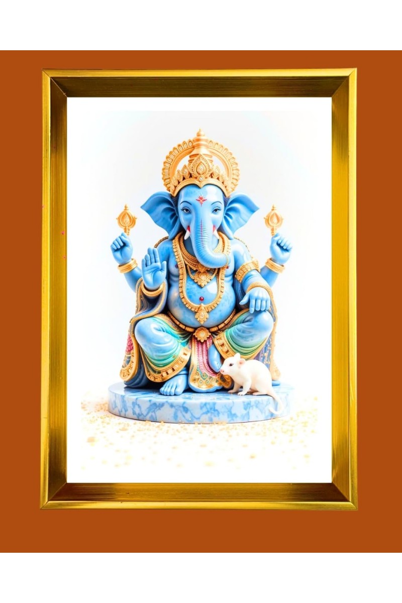 Golden Photo Frame - 10x14 Inches | Elegant Wooden Frame For Home, Office & Temple Decoration | Spiritual Wall & Table Decor and Gift Item