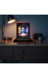 Car Desk/Table Top Bramha Vishnu Shiva Wooden Photo Stand 3x4 Inches, Compact & Stylish Spiritual Display For Car, Home & Office (Pack Of 1) (F14163)
