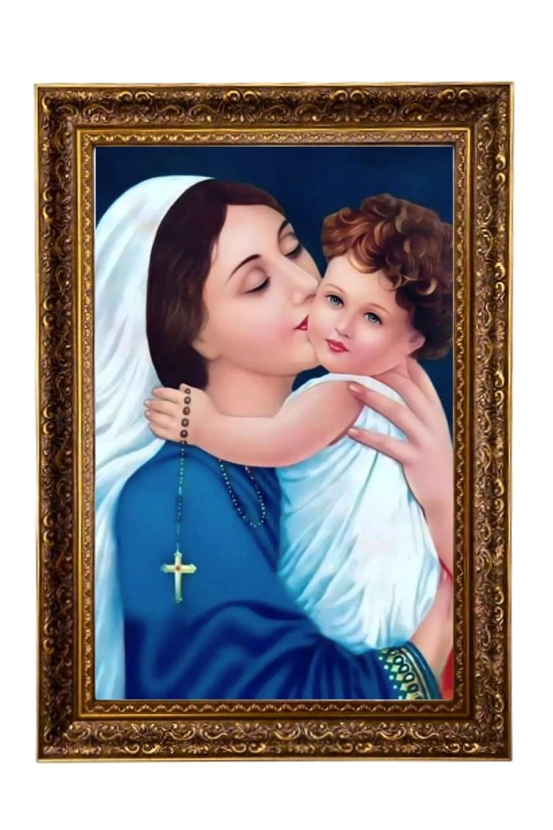 Virgin Mary And Baby Jesus Big Photo Frame - 20x28 Inches For Home,Temple & Office Decoration (F11295)