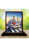 Car Desk/Table Top Lord Shiva Wooden Photo Stand 3x4 Inches, Compact & Stylish Spiritual Display For Car, Home & Office (Pack Of 1) (F14309)