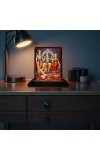 Car Desk/Table Top Lord Rama Darbar Wooden Photo Stand 3x4 Inches, Compact & Stylish Spiritual Display For Car, Home & Office (Pack Of 1) (F14246)
