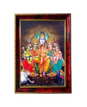 Lord Shiva Parivar Photo Frame For Wall & Table | 7x9 Inch Golden Cherry Finish | Decorative Lord Shiva Parivar Photo Frame For Home, Office & Pooja Room (F11707)