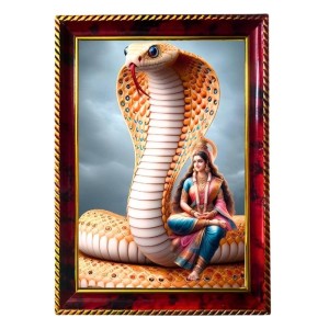 Naga Devi Photo Frame For Wall & Table | 7x9 Inch Golden Cherry Finish | Decorative Naga Devi Photo Frame For Home, Office & Pooja Room (F11564) Naga Devi Photo Frame For Wall & Table | 7x9 Inch Golden Cherry Finish | Decorative Naga Devi Photo Frame For Home, Office & Pooja Room (F11564)