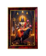 Shani Dev Photo Frame For Wall & Table | 7x9 Inch Golden Cherry Finish | Decorative Shani Dev Photo Frame For Home, Office & Pooja Room (F11700)