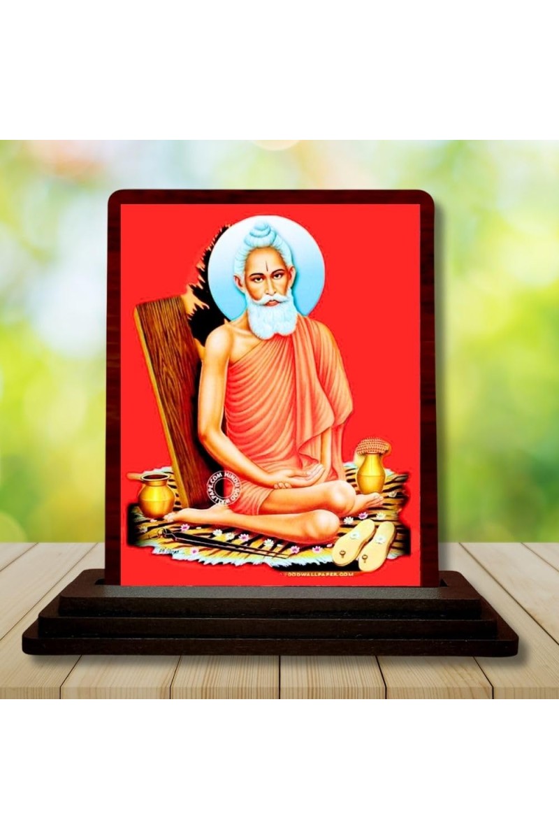 Car Desk/Table Top Baba Lokenath Brahmachari Wooden Photo Stand 3x4 Inches, Compact & Stylish Spiritual Display For Car, Home & Office (Pack Of 1) (F14488)