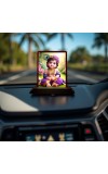 Car Desk/Table Top Lord Krishna Wooden Photo Stand 3x4 Inches, Compact & Stylish Spiritual Display For Car, Home & Office (Pack Of 1) (F14457)