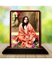 Car Desk/Table Top Anandamayi Wooden Photo Stand 3x4 Inches, Compact & Stylish Spiritual Display For Car, Home & Office (Pack Of 1) (F14476)