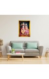 Cute Radha Krishna Golden Photo Frame - 10x14 Inches | Elegant Wooden Frame For Home, Office & Temple Decoration | Spiritual Wall & Table Decor and Gift Item