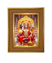 Lord Hanuman Photo Frame 16x20 Inches-Brown Wooden Frame For Home, Office & Temple Decoration And Gifting (F6229)