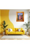Goddess Shiv, Parvati Family Golden Designer Photo Frame | 14x18 Inch Religious Wall Hanging Frame For Home & Office Decoration | Hindu Deity Spiritual Gift Item