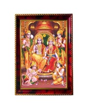 Lord Rama Sita Lakshman Hanuman Photo Frame For Wall & Table | 7x9 Inch Golden Cherry Finish | Decorative Lord Rama Sita Lakshman Hanuman Photo Frame For Home, Office & Pooja Room (F11299)