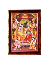 Lord Rama Sita Lakshman Hanuman Photo Frame For Wall & Table | 7x9 Inch Golden Cherry Finish | Decorative Lord Rama Sita Lakshman Hanuman Photo Frame For Home, Office & Pooja Room (F11299)