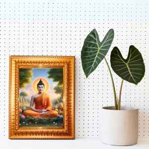 Goddess Laxmi Golden Designer Photo Frame | 14x18 Inch Religious Wall Hanging Frame For Home, Office Decoration and Spiritual Gift Item (M5)