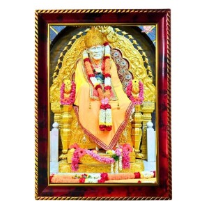 Lord Sai Baba Photo Frame For Wall & Table | 7x9 Inch Golden Cherry Finish | Decorative Lord Sai Baba Photo Frame For Home, Office & Pooja Room (F11714)