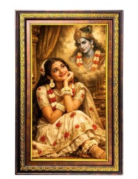 Radha Krishna Digital Golden Balck Color Photo Frame | Hindu Religious Wall Decor | 10x16 Inches - Inspirational Wall Art For Office, Home Decor - Ideal Spiritual Gift (F16473)