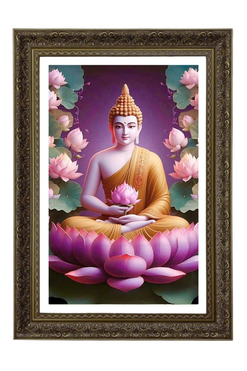 Lord Buddha Big Photo Frame - 20x28 Inches For Home,Temple & Office Decoration (F11049)