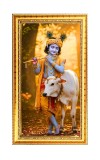 Little Krishna Digital Golden Color Photo Frame | Hindu Religious Wall Decor | 10x17 Inches - Inspirational Wall Art For Office, Home Decor - Ideal Spiritual Gift (F10282)
