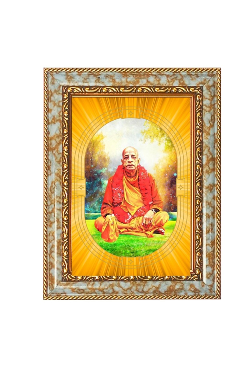 A.C. Bhaktivedanta Swami Prabhupada Spiritual Guru Digital Photo In Designer Frame, Size 8x12 Inch | Hindu Religious Picture For Home Temple, Office & Gift | Wall Art & Pooja Decor (F10492)