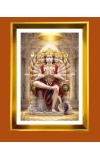 Lord Hanuman Golden Photo Frame - 10x14 Inches | Elegant Wooden Frame For Home, Office & Temple Decoration | Spiritual Wall & Table Decor And Gift Item (F9476)