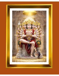 Lord Hanuman Golden Photo Frame - 18x22 Inches | Elegant Wooden Frame For Home, Office & Temple Decoration | Spiritual Wall & Table Decor And Gift Item (F9476)