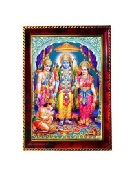 Lord Rama Sita Laxman Hanuman Photo Frame For Wall & Table | 7x9 Inch Golden Cherry Finish | Decorative Lord Rama Sita Laxman Hanuman Photo Frame For Home, Office & Pooja Room (F11834)