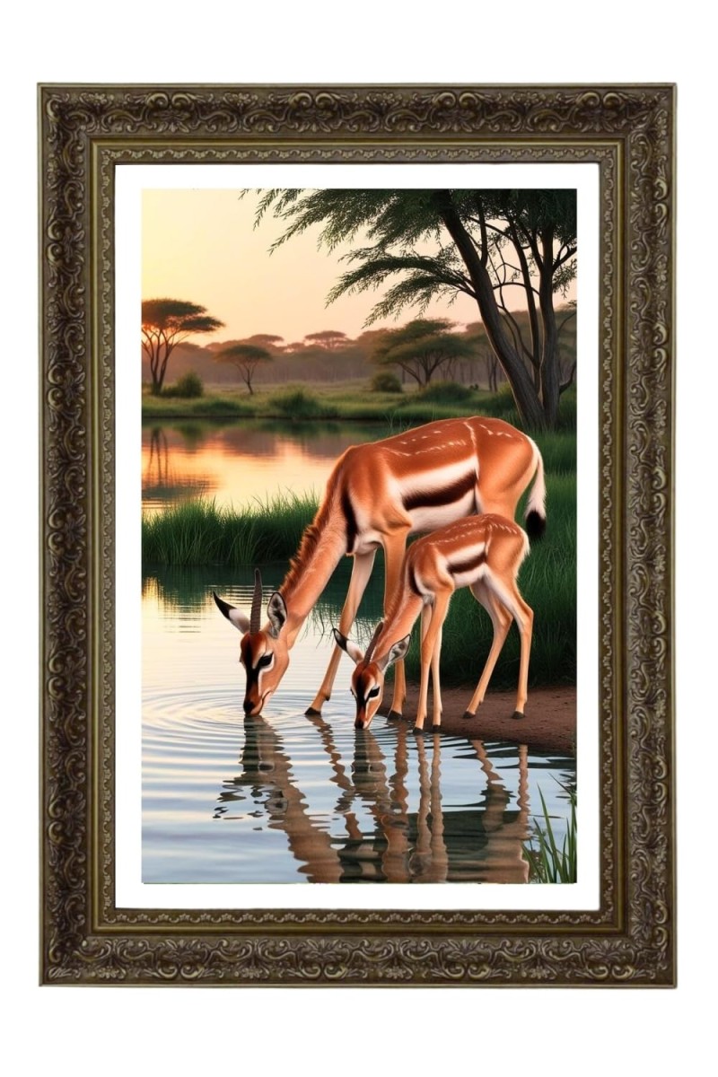 Gazelle Big Photo Frame - 20x28 Inches For Home,Temple & Office Decoration (F11051)