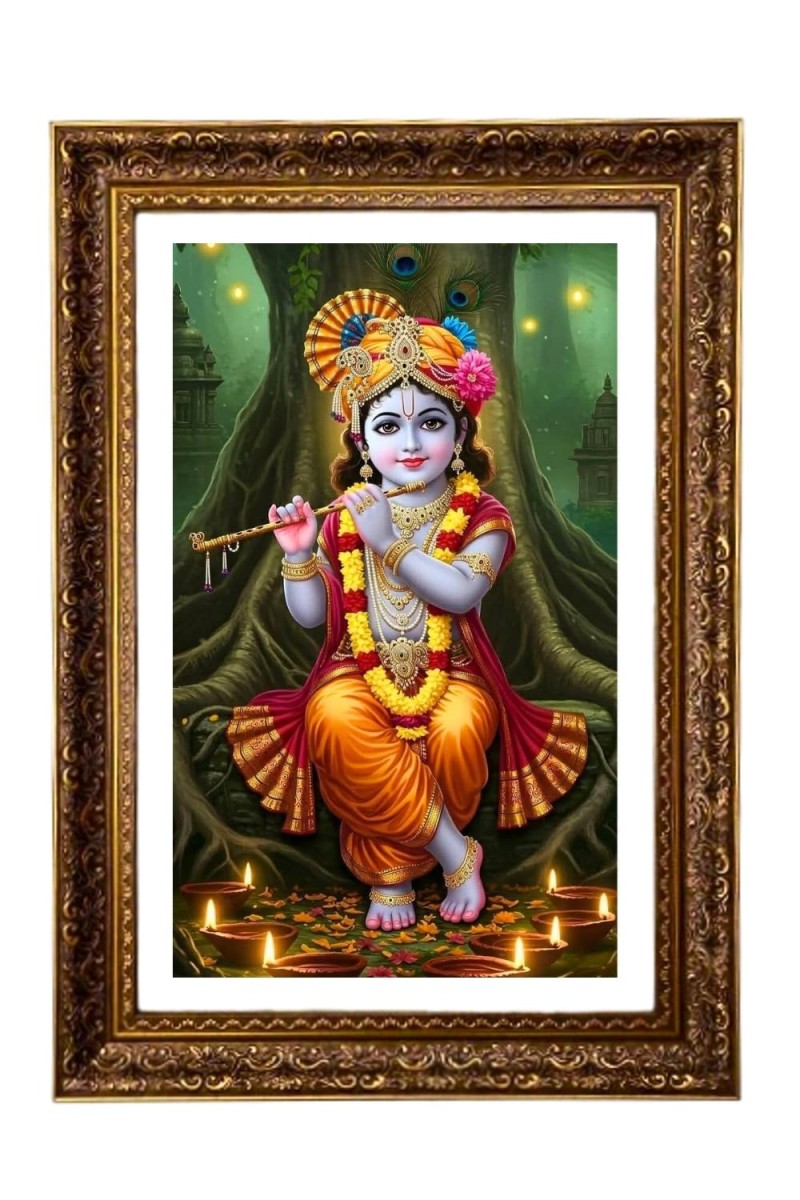 Little Krishna Big Photo Frame - 20x28 Inches For Home,Temple & Office Decoration (F11140)