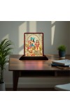 Car Desk/Table Top Lord Radha Krishna Wooden Photo Stand â€“ 3x4 Inches, Compact & Stylish Spiritual Display For Car, Home & Office (Pack Of 1) (F15119)