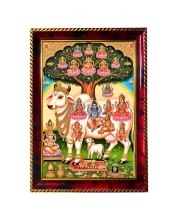 Go Matha Kamadhenu Photo Frame For Wall & Table | 7x9 Inch Golden Cherry Finish | Decorative Go Matha Kamadhenu Photo Frame For Home, Office & Pooja Room (F11805)