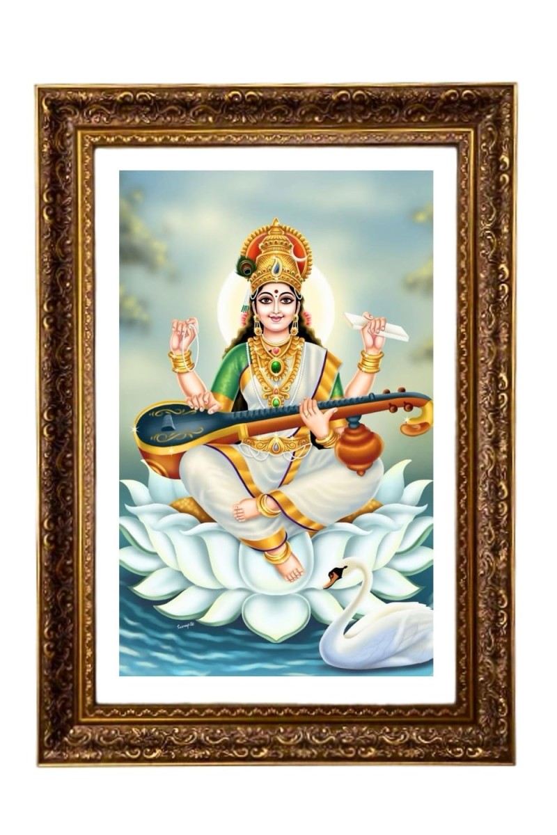 Devi Saraswati Big Photo Frame - 20x28 Inches For Home,Temple & Office Decoration (F11279)