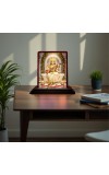 Car Desk/Table Top Goddess Lakshmi Wooden Photo Stand 3x4 Inches, Compact & Stylish Spiritual Display For Car, Home & Office (Pack Of 1) (F14520)