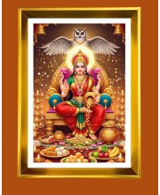 Mata Lakhsmi Golden Photo Frame - 16x20 Inches | Elegant Wooden Frame For Home, Office & Temple Decoration | Spiritual Wall & Table Decor And Gift Item (F9761)
