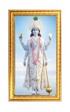 Lord Vishnu Digital Golden Color Photo Frame | Hindu Religious Wall Decor | 8x15 Inches - Inspirational Wall Art For Office, Home Decor - Ideal Spiritual Gift (F10229)