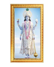 Lord Vishnu Digital Golden Color Photo Frame | Hindu Religious Wall Decor | 8x15 Inches - Inspirational Wall Art For Office, Home Decor - Ideal Spiritual Gift (F10229)