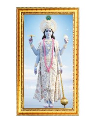 Lord Vishnu Digital Golden Color Photo Frame | Hindu Religious Wall Decor | 8x15 Inches - Inspirational Wall Art For Office, Home Decor - Ideal Spiritual Gift (F10229)